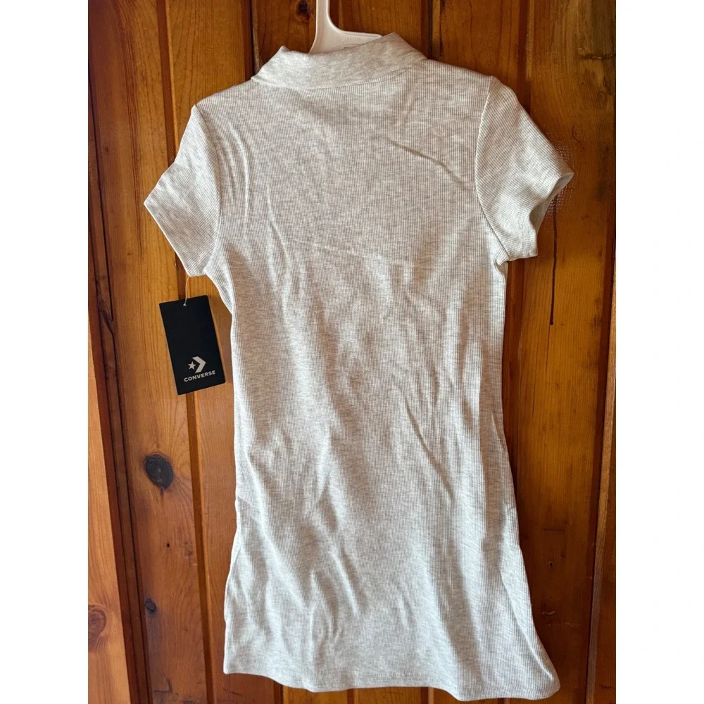 Converse Girls Heather Gray Polo Dress with Blue Logo